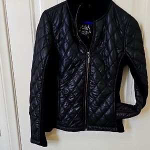 Prana Black Bomber Jacket with Quilted Design and Fitted Sweater Paneld